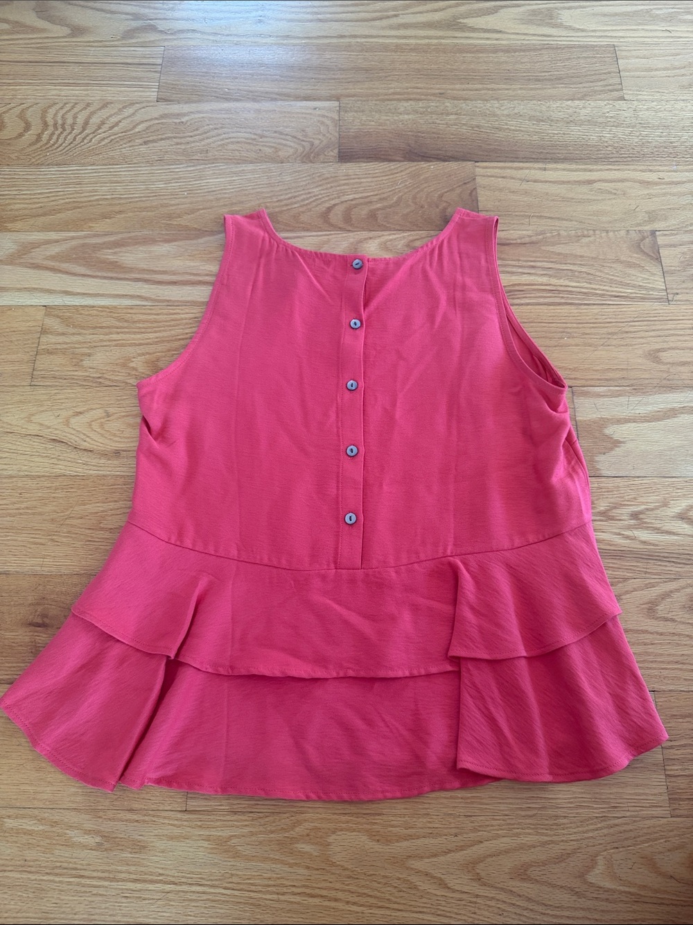 LOFT Coral Red Sleeveless Button-Front Top